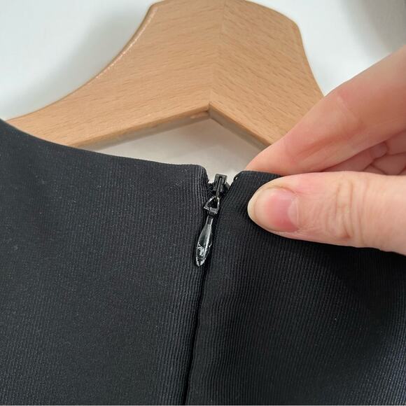 CO Collections Neutral Black Minimalist Short Sleeve Mini A-Line Dress Medium - Picture 12 of 12